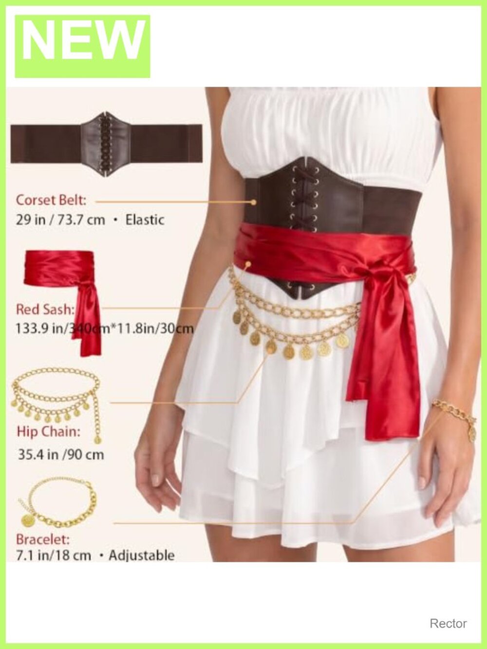 Women's Pirate Halloween Costume Set Dress Corset Belt Accessories